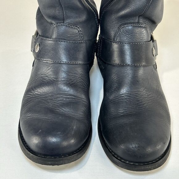 Harley Davidson Harness Tall Motorcycle Boots Blue Leather Women’s Sz 7 Zipper - Picture 3 of 8